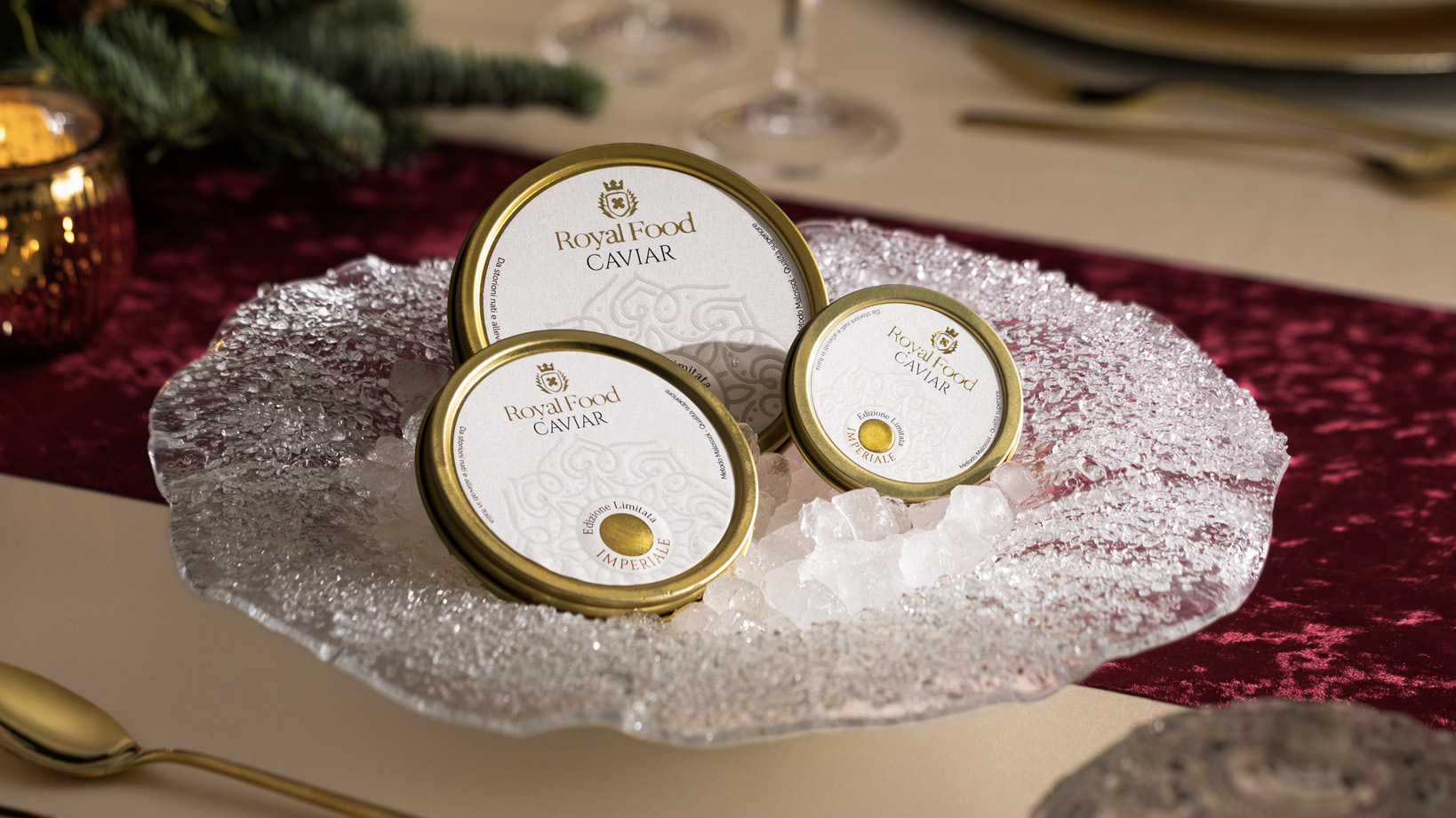 Foto still life realizzata da chaoslab studio per royal food caviar per la campagna di natale